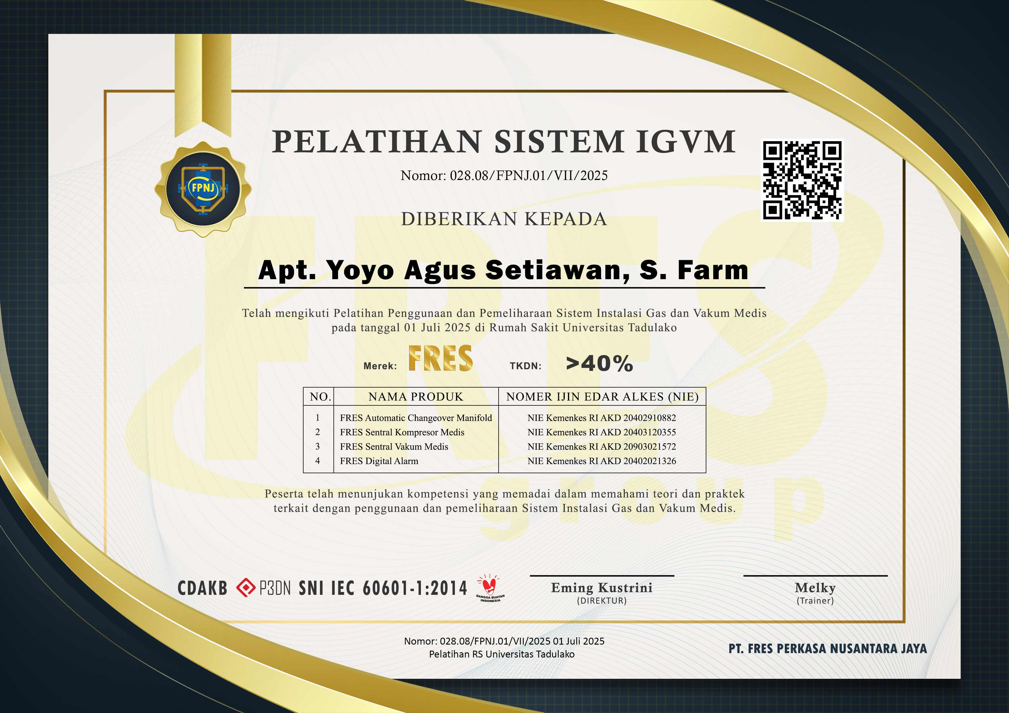Sertifikat Pelatihan IGVM