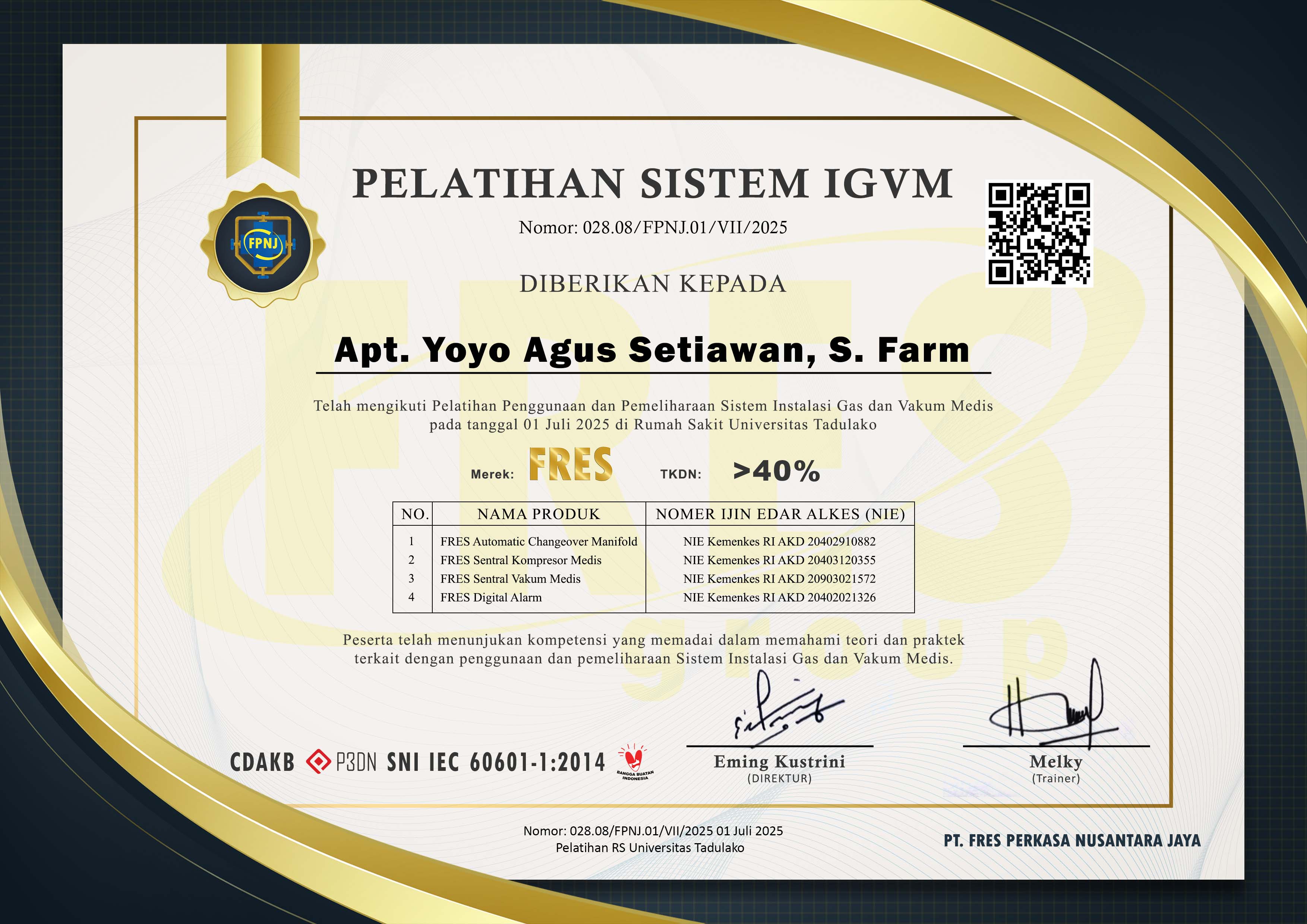 Sertifikat Pelatihan IGVM